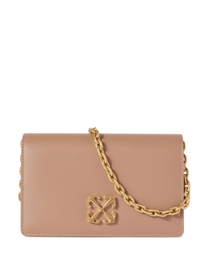 Shop Off-white Jitney 0.5 Leather Chain Wallet In Neutrals