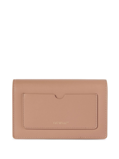 Shop Off-white Jitney 0.5 Leather Chain Wallet In Neutrals