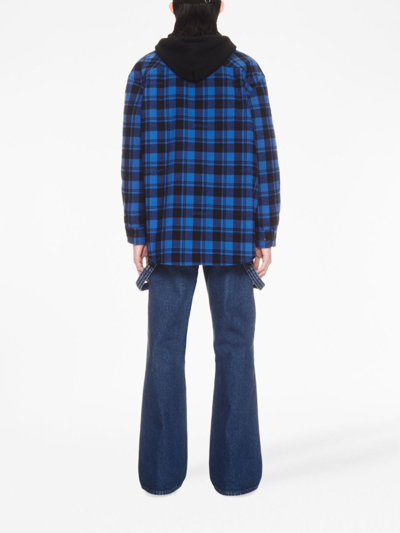 Off-white Checkered Lined Flannel Overshirt In Blue