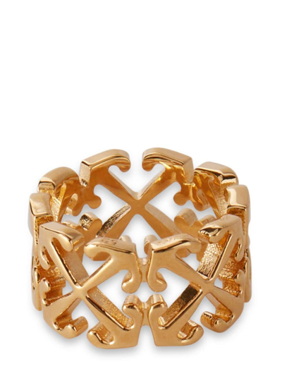 Shop Off-white Arrow-motif Ring In Gold