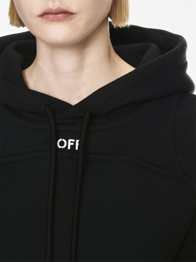 Shop Off-white Logo-print Cropped Hoodie In Black