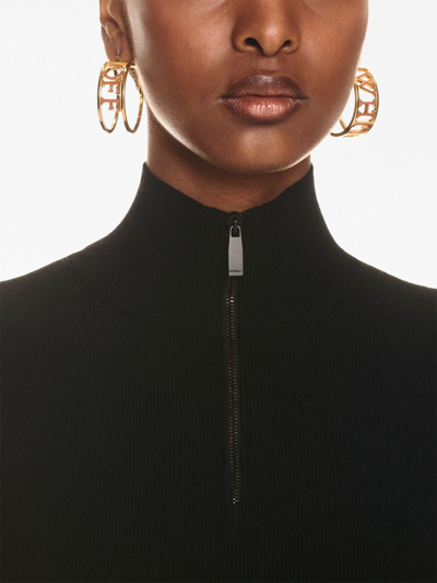 Off-white High-neck Pleated Knitted Minidress In Black
