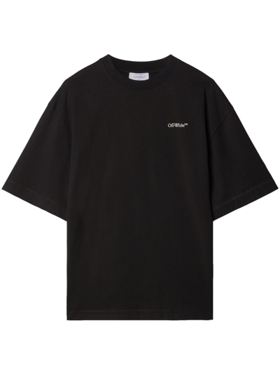 Shop Off-white Scratch-print Stretch-cotton T-shirt In Black