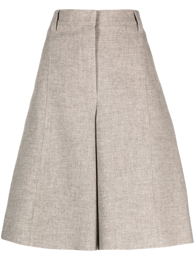 Brunello Cucinelli Wide-leg Bermuda Shorts In Neutrals