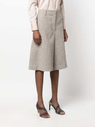 Brunello Cucinelli Wide-leg Bermuda Shorts In Neutrals