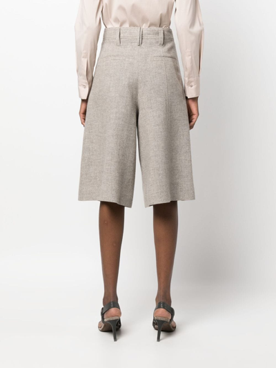 Brunello Cucinelli Wide-leg Bermuda Shorts In Neutrals