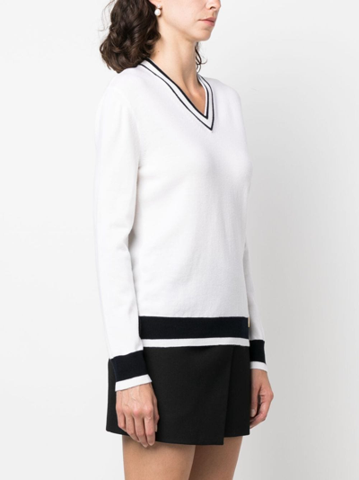 Shop Valentino V-neck Virgin Wool Jumper In White