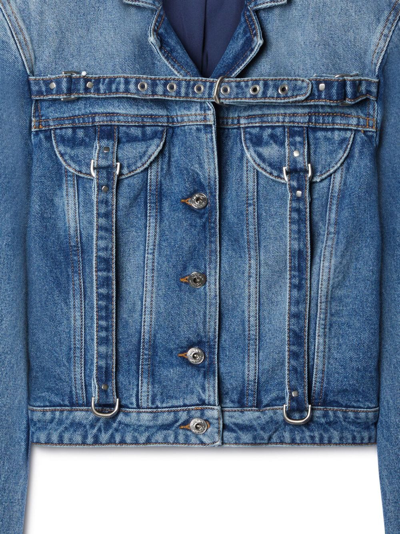 Shop Off-white Belt-detailed Denim Jacket In Blue