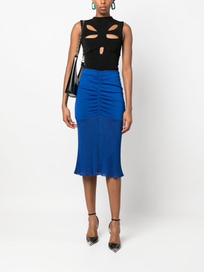 Tom Ford High-waisted Ruched Midi Skirt In Blue
