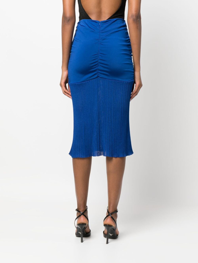 Tom Ford High-waisted Ruched Midi Skirt In Blue