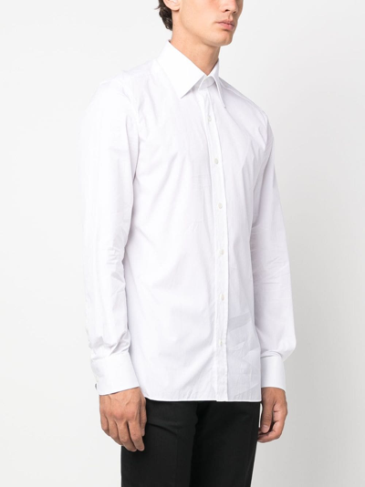 Tom Ford Broadcloth Button Long Sleeve Shirt In White