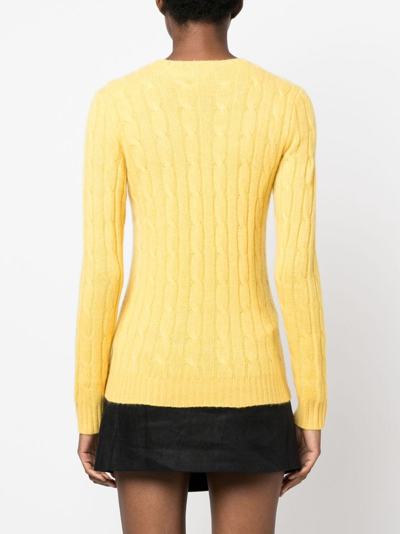 Shop Polo Ralph Lauren Cable-knit Cashmere Jumper In Yellow