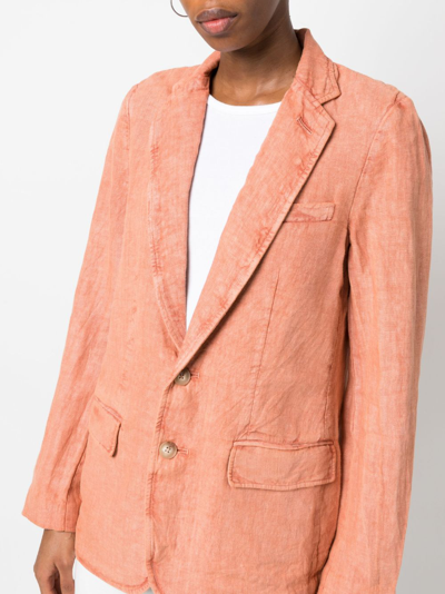 Shop Polo Ralph Lauren Single-breasted Linen Blazer In Orange