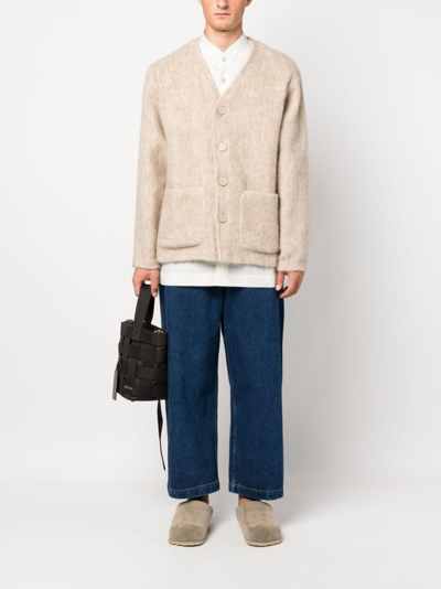 Studio Nicholson Cropped Wide Leg Denim Trousers In Blue