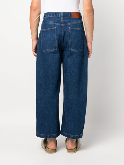 Studio Nicholson Cropped Wide Leg Denim Trousers In Blue