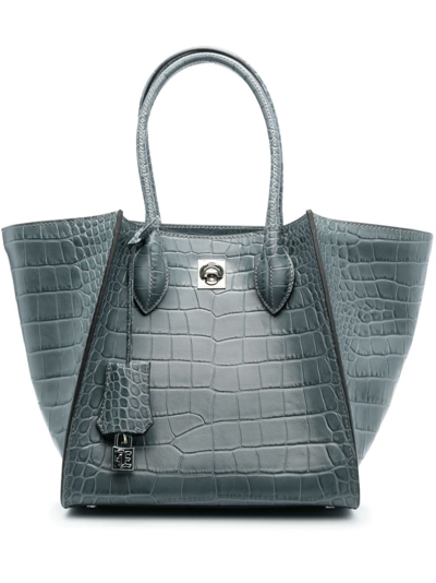 Shop Ermanno Scervino Logo-stamp Crocodile-effect Tote Bag In Grey