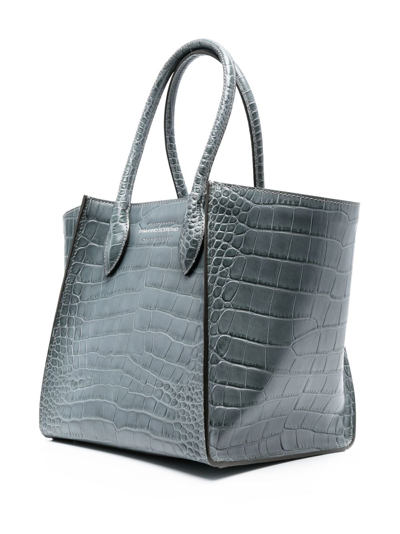Shop Ermanno Scervino Logo-stamp Crocodile-effect Tote Bag In Grey