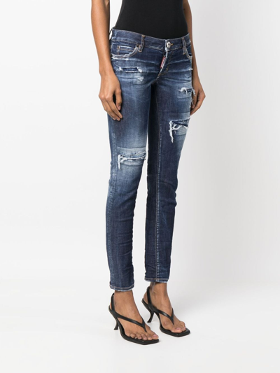 Shop Dsquared2 Distressed-effect Skinny Jeans In Blue