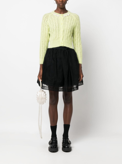 Shop Simone Rocha Faux Pearl-detail Knitted Cardigan In Green