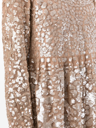 Shop Needle & Thread Lucille Sequin-embellished Dress In Neutrals