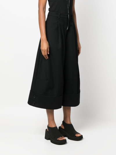 Shop Simone Rocha Wide-leg Cropped Trousers In Black