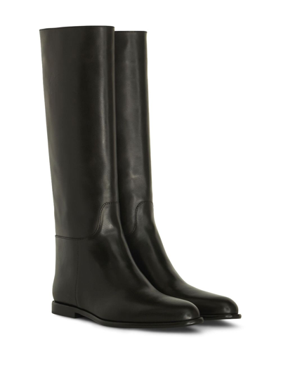 Shop Etro Debossed-logo Leather Riding Boots In Black