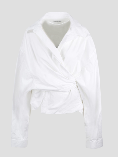 Shop Balenciaga Wrap Shirt In White