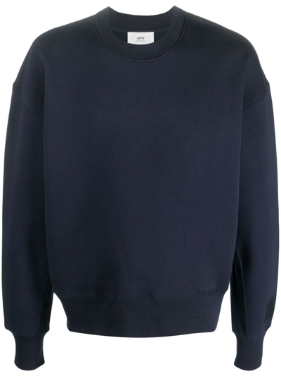 Shop Ami Alexandre Mattiussi Logo-patch Crew-neck Sweatshirt In Blue