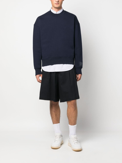 Ami Alexandre Mattiussi Sweatshirt With Logo Embroidery In Blue