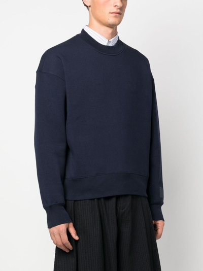 Shop Ami Alexandre Mattiussi Logo-patch Crew-neck Sweatshirt In Blue