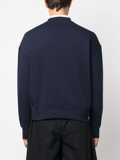 Shop Ami Alexandre Mattiussi Logo-patch Crew-neck Sweatshirt In Blue
