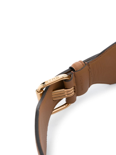 Shop Etro Logo-buckle Leather Belt In Brown
