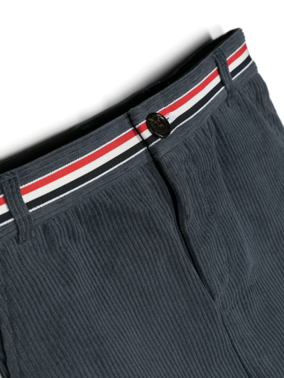 Shop Thom Browne Striped-waistband Corduroy Cotton Shorts In Blue