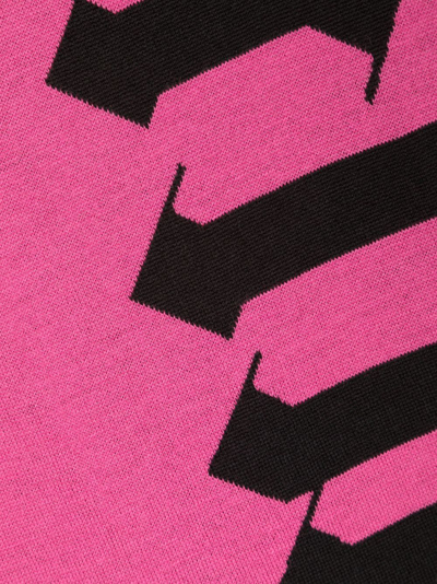 Shop Palm Angels Logo-jacquard Wool-blend Scarf In Pink