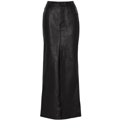 Shop Balenciaga Leather Maxi Skirt In Black