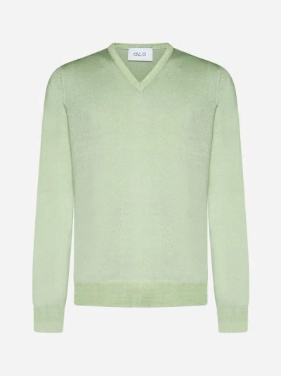 Shop D4.0 V-neck Wool Sweater In Pistachio Green
