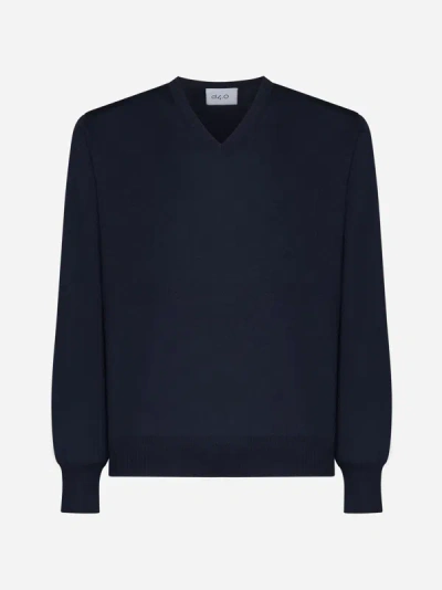 Shop D4.0 V-neck Wool Sweater In Blue