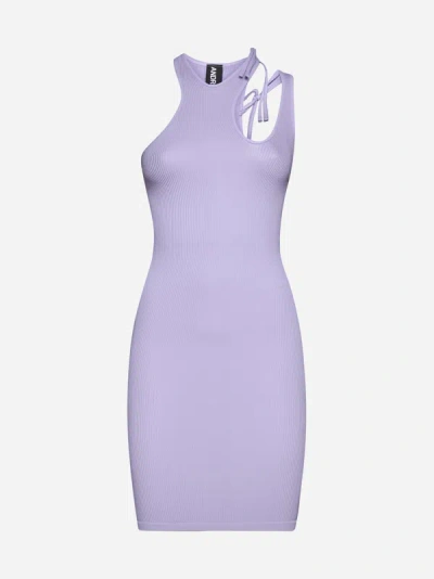 Shop Andreädamo Ribbed Jersey Mini Dress In Lilac