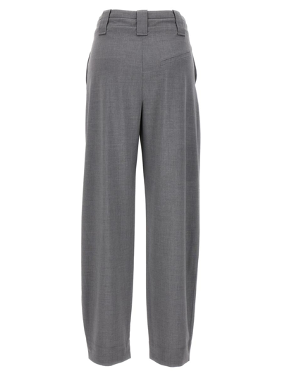 Shop Ganni Pantalone 'drapey' In Gray