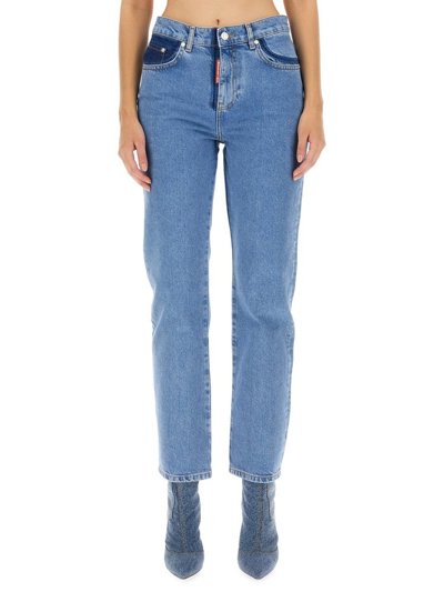 Shop Moschino Jeans Straight In Blue