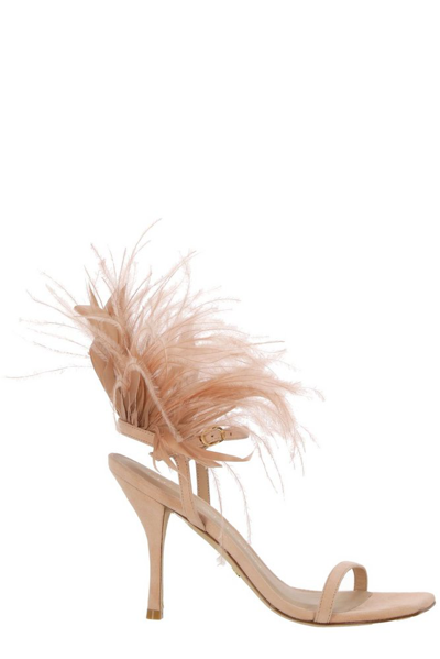 Shop Stuart Weitzman Plume Feather Sandals In Pink