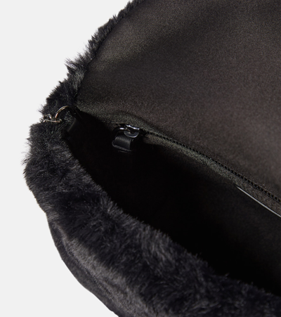 Shop Roger Vivier Rv Bouquet Mini Faux Fur Shoulder Bag In Black