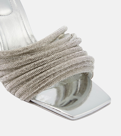 Simkhai Lena Metallic Multi Crystal Strap Mules In Silver