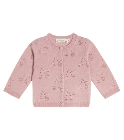 Shop Bonpoint Baby Tibile Logo Cashmere Cardigan In Pink