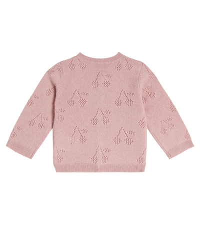 Shop Bonpoint Baby Tibile Logo Cashmere Cardigan In Pink