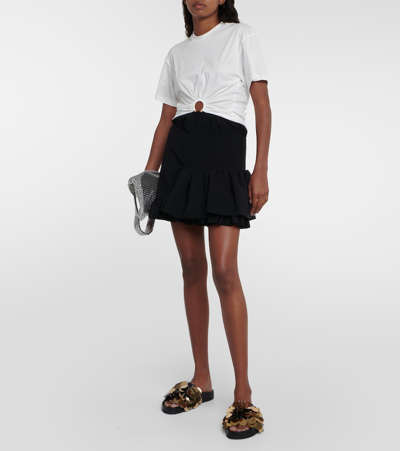 Shop Rabanne Embellished Cotton Jersey Crop Top In White