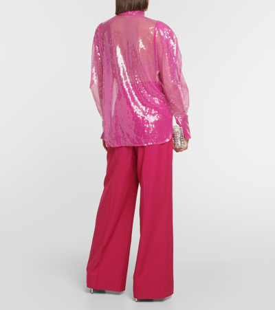 Shop Nina Ricci Sequined Sheer Blouse In Pink