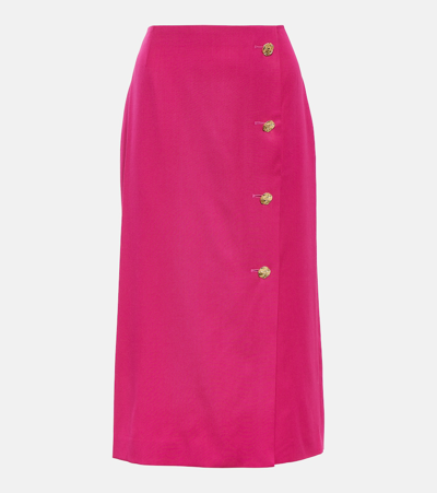 Shop Nina Ricci Wool Midi Pencil Skirt In Pink