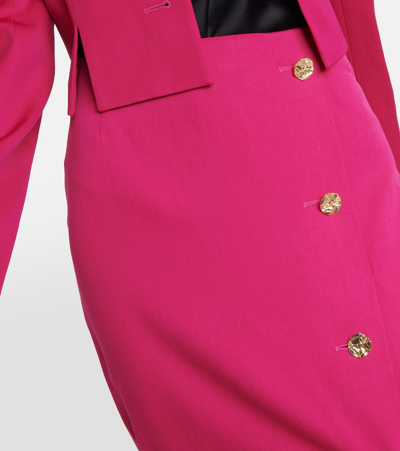 Shop Nina Ricci Wool Midi Pencil Skirt In Pink