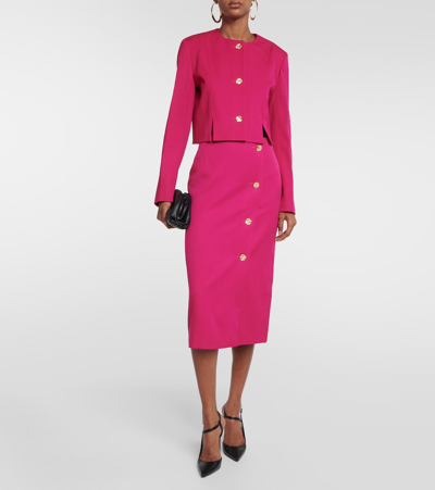 Shop Nina Ricci Wool Midi Pencil Skirt In Pink